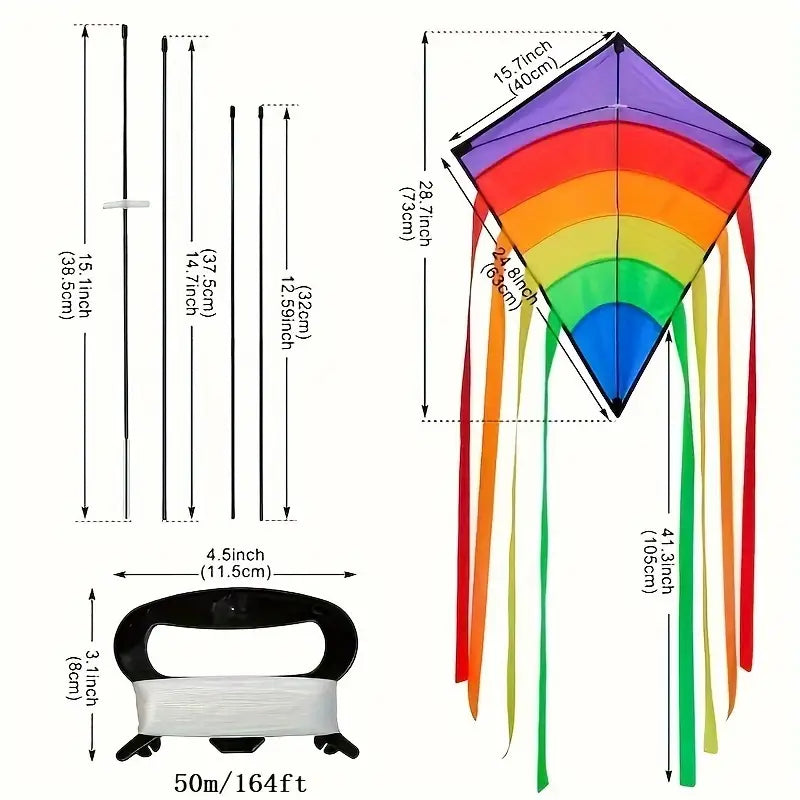 Rainbow Trail Kite โ Colorful, Easy to Fly, Perfect for All Ages